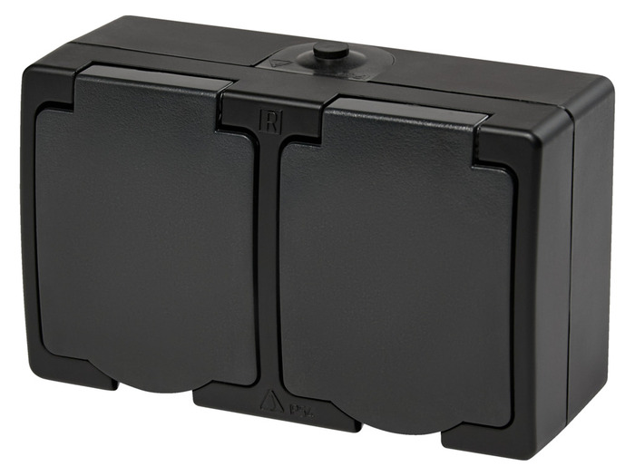 Stikkontakt dobbelt m/jord matsort - Elworks